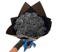 BIUBIULOVE Glitter Rose Bouquet, DIY Shiny Fake Rose Bouquet Love Gift for Valentine's Day (Silver,9 Pcs)