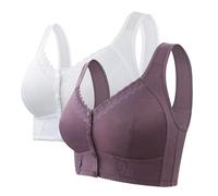 BIUBIULOVE Moona Bra for Senior,Moona Bra - Front Closure Breathable Bra for Seniors,Moona Bra for Older Women No Underwire,Comfortable & Convenient Bra (White+Purple,38/85)