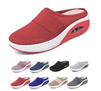 BIUBIULOVE Washable Sliding Orthopedic Sliding Shoes,Women's Air Cushion Slip-On Walking Shoes Orthopedic Diabetic Walking Shoes,with Arch-Support for Women (Red,6)