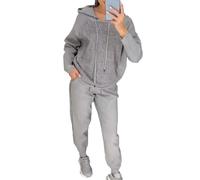 BIUBIULOVE Women's Hooded Sweatshirt and Cuffed Joggers 2-Piece Set,Jogger Sets for Women 2 Piece,Long Sleeve Hooded Sweatshirt Matching Joggers Sweatpants (Gray,L)