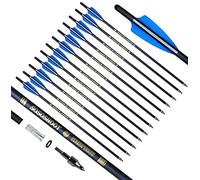 biubiusot 20inch Crossbow Bolts Carbon Arrows 8mm Shaft Half Moon Nocks with Replaceable Screw-in Broadhead for Crossbow Hunting Target Practice Outdoor Gift, 12Pcs (Shield Feather)