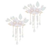 BIUDECO 1 Pair Vintage Flower Hair Clips for Women Elegant Tassel Hairpins Set for Hanfu Headdress for Chinese Vintage Costumes and Parties Delicate Floral Barrettes