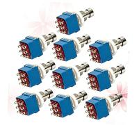 BIUDECO 10pcs Blue 3pdt Guitar Effects Pedal Foot Switch 9-pin True Bypass Metal Stomp Box for Electric Guitar Pedalboard