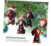 BIUDECO 10pcs Dachshund Christmas Pendants Acrylic Dog Ornaments for Tree Decoration Hanging Decor Unique Sausage Dog Festive Holiday Mantel Accents