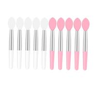 BIUDECO 10pcs Mini Silicone Portable Lip Gloss Applicators Soft Head Lip Makeup Tools for Travel and Professional Use White and Pink