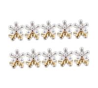 BIUDECO 10pcs Miniature Pearl Hair Claws Small Flower Hair Clamps for Women Interlocking Teeth Non-slip Bangs Holders for Daily Styling