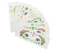 BIUDECO 12 Sheets St Patrick Day Temporary Shamrock Face Stickers Skin-friendly Irish Party Facial Decorations for Festival Parade Holiday Celebration
