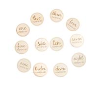 BIUDECO 12pcs Baby Birth Month Number Cards Milestone Photography Props for First Year (Wooden Newborn)
