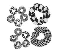 BIUDECO 12pcs Black White Plaid Hair Ties for Women Elastic Checkered Scrunchies with Hair Friendly Material Versatile Boho Style Accessories for Daily Wear and Styling