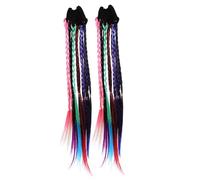 BIUDECO 12pcs Braided Synthetic Ponytail Extensions for Elastic Bands Lightweight Flexible Hair Rope Multi-color Gradient Braids for Wedding Cosplay Party Daily Wear