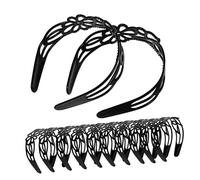 BIUDECO 12pcs Vintage Black Wide Headbands for Women Hollowout Floral Plastic Hairbands Bridal Headdress Stylish Elegant Accessories for Daily Wear Parties Weddings