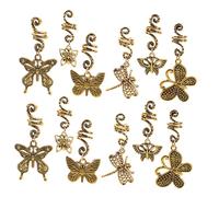 BIUDECO 12pcs Vintage Golden Butterfly Hair Jewelry Rings for Braids Durable Metal Dreadlock Charms for Women Strong Non Slip Retro Hair Accessories Set for Party and Everyday Styling