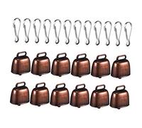 BIUDECO 12pcs Vintage Rustic Cowbells Metal Bells for Farm Animals Buckles Hemp Rope