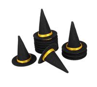 BIUDECO 12pcs Witch Hat Wine Bottle Hat Tiny Woman Spooky Halloween Wicked Decorative Tiny Decorate Fete Black Felt Cloth