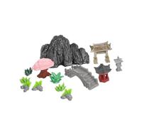 BIUDECO 13pcs Miniature Chinese Style Rockery Garden Accessories Kit Faux Landscape Bridge Pavilion Mountain Figurines for Bonsai Terrarium Potted Plant Decor with Lifelike Detailing and