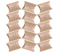 BIUDECO 150pcs Kraft Paper Pillow Favor Boxes with Twine Small Wedding Party Candy Packaging Mini Present Bags for Christmas Cookies Jewelry Bakery Treats