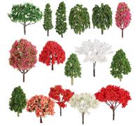 BIUDECO 16 Pcs Miniature Model Trees for Crafts Realistic PVC Micro Landscape Plants with Variety Styles Including Pines and Fruit Trees and Easy to Install for DIY Garden Decor