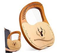 BIUDECO 19-String Lyre Harp Set with Tuning Key Wooden Frame Metal Strings for Beginners Includes Pull-Out String Bag Portable Musical Instrument for Home Practice