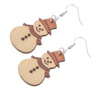 BIUDECO 1pair Wooden Christmas Snowman Dangle Earrings Cute Holiday Jewelry for Women Comfortable Wooden Design for Sensitive Skin Festival Accessory