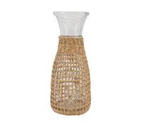 BIUDECO 1pc Straw Woven Glass Flower Vase Creative Decorative Container for Dry Flowers Indoor Adornment Glass Material Unique Handcrafted Style for Home Office