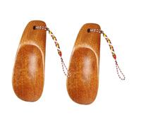 BIUDECO 1set Smooth Wooden Shoehorns with Rope Design Durable Shoe Lifting Tools for Men Women Elderly Comfortable Tasteless Material Easy Storage Shoehorn 2pcs