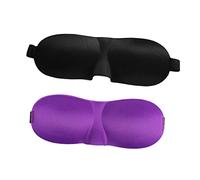 BIUDECO 2 Pcs Contoured Sleep Mask Lightweight Comfortable Adjustable Night Blindfold for Travel Work and Naps Purple Black Breathable Eye Shades with No Pressure Eyes