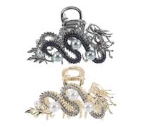 BIUDECO 2 Pcs Dragon Shape Metal Hair Claw Clips for Women Large Heavy Duty Chinese Hair Clamps with Blue and Gold Finish Strong Jaw Clips