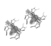 BIUDECO 2 Pcs Spider Hairpin Web Hair Clips for Thick Hair Scary Messy Metallic Cartoon Chic Horror Small Gothic Creepy Silver Alloy