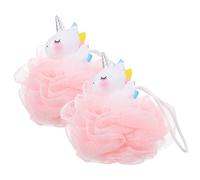 BIUDECO 2 Pcs Unicorn Loofah Bath Sponge Soft Body Exfoliating Scrubber with Rich Foam for Boys and Gentle Skin Cleaning and Refreshing Bath Experience