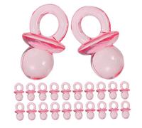 BIUDECO 200pcs Clear Acrylic Mini Pacifiers for Shower Games Gender Reveal Baptism Party Favors Cute Pink Transparent Decorations for Full Moon Celebration