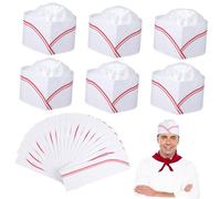 BIUDECO 20pcs Disposable Chef Hats for Adults Lightweight Paper Cooking Caps Breathable Retro Style Kitchen Hats for Parties Catering and Cooking Events