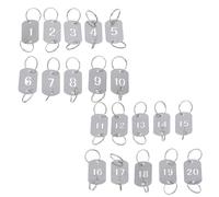 BIUDECO 20pcs Stainless Steel Hollowed Number Tags Double-Hole Design Rust-Resistant Keychains for Keys Doors Lockers Hotels Dorms Offices Labeling