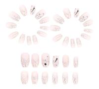 BIUDECO 24pcs Glitter Press On Nails Full Nail Tips Long Coffin Shape Decorative for Women