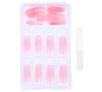 BIUDECO 24pcs Length Ballet Shape Gradient Glitter Glue On Nails False Nails French Manicure Art Supplies for Teen and Women