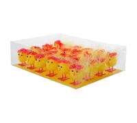 BIUDECO 24pcs Mini Easter Chicks Plush Cute Farm Animal Figures with Polka Dot Bows Tabletop Decorations and Party Favors for Easter Crafts and Spring Celebrations