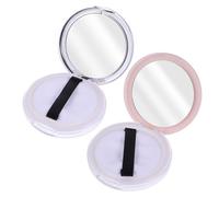 BIUDECO 2pcs 5g Portable Loose Powder Case with Puff Empty Cosmetic Powder Box for Travel Makeup Silver and Pink Mini Refillable Container for Face Cosmetics