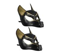 BIUDECO 2pcs Anubis Mask Vintage Egyptian Cosplay Mask for Halloween Parties Fit Comfortable Wear Reusable Decorative Accessory for Masquerade Events