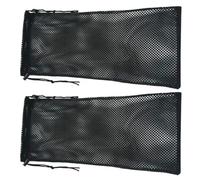 BIUDECO 2Pcs Black Snorkeling Mesh Drawstring Bags for Scuba Gear Storage, Lightweight Foldable Swim Bag for Diving Accessories and Beach Use