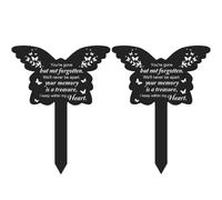 BIUDECO 2pcs Butterfly Memorial Garden Sign Acrylic Grave Stake