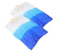 BIUDECO 2Pcs Color Gradient Long Folding Dance Fan for Morning Practice Flexible High Grade Cloth Beautiful and Durable for Belly Dance Performance