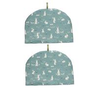 BIUDECO 2pcs Cotton Teapot Cosy Covers Insulated Tea Pot Protectors with Attractive Print Lightweight Heat Retention Covers for Kitchen Home Use