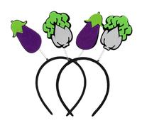 BIUDECO 2pcs Cute Vegetable Headband Set for Girls, Purple Eggplant Green Cabbage Design, Fun Party Hair Accessories, Photo Booth Props, Cosplay Theme Hairbands