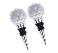 BIUDECO 2pcs Decorative Crystal Ball Wine Bottle Stoppers Alloy Sealing Plugs with Rubber Seal Reusable Wine Preserver for Home Bar Parties