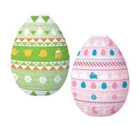 BIUDECO 2pcs Easter Egg Shaped Paper Lanterns Hanging Easter Egg Lanterns Party Decoration Props Pink and Green for Festival and Home Celebration