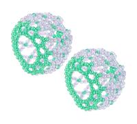 BIUDECO 2pcs Elastic Rhinestone Crochet Hair Net for Ballet Buns, Handmade Purple Crystal Beaded Bun Cover Hair Snood for Women and Dance Skating Performances