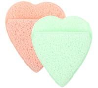 BIUDECO 2Pcs Facial Cleansing Scrubber Gloves Reusable Exfoliating Face Sponges for Gentle Makeup Removal and Deep Cleansing Cute Design Heart Orange Green
