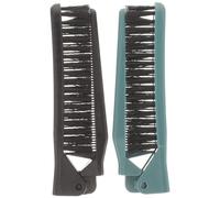 BIUDECO 2pcs Foldable Hair Styling Comb Set, Portable Dual-Teeth Massage Comb for Travel and Home Use, Compact Black and Dark Green Hairbrush for Straight and Curly Hair