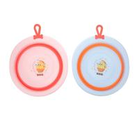 BIUDECO 2Pcs Folding Wash Basins Newborn Face Bathtub Cartoon Design Portable Household Basin for Washing Face Feet Food Storage and Outdoor Use