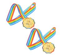 BIUDECO 2pcs Gold Ice Skating Champion Medals for Youth with Hanging Ribbon Sports Award for Kindergarten Competitions Roller Skating Events Team Spirit and Participation Prizes