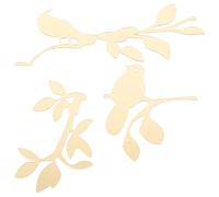 BIUDECO 2pcs Golden Acrylic Bird Wall Decals with Leaf Design Stylish Golden Bird Stickers for Home Decor Removable Wall Murals for Smooth Surfaces for Living